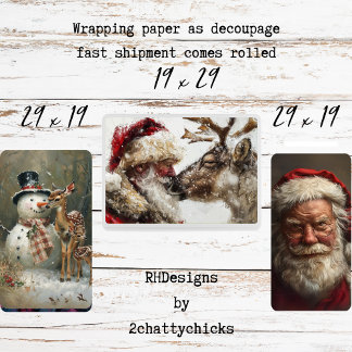 Santa Claus Rudolph Frosty Christmas Decoupage Geschenkpapier Set
