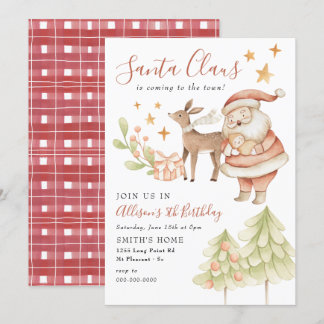 Santa Claus Rudolph Kids Holiday Birthday Party Einladung