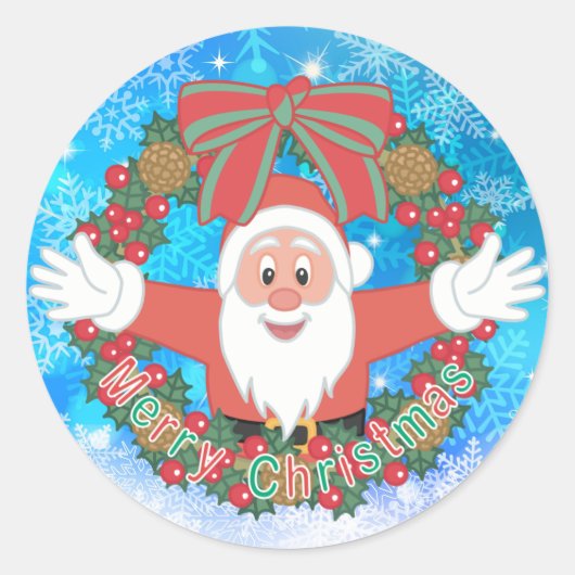 Santa Claus Runder Aufkleber (Vorderseite)