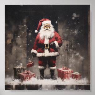 Santa Claus Rural Mural Poster
