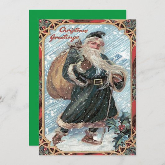 Santa Claus Sack von Toys Holly Winter Storm Einladung (Vorne/Hinten)