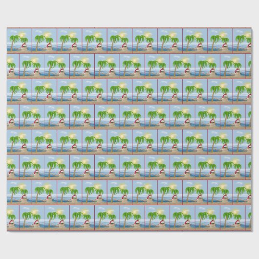 Santa Claus Sandman mit Palmen Geschenkpapier (Flach)