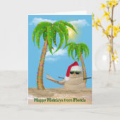 Santa Claus Sandman mit Palmen Karte (Gelbe Blume)