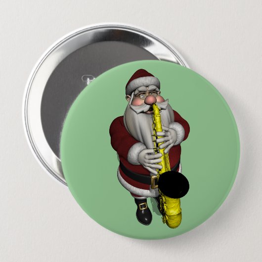 Santa Claus Saxophon spielen Button (Vorne & Hinten)