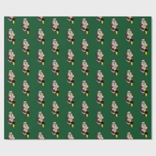 Santa Claus Saxophon spielen Geschenkpapier (Flach)