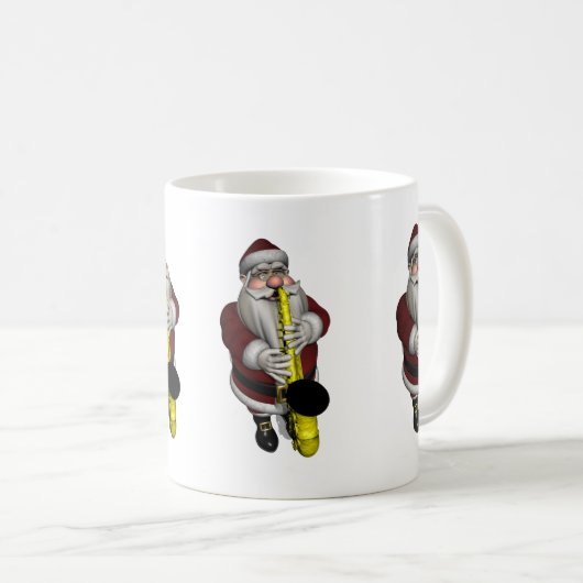 Santa Claus Saxophon spielen Kaffeetasse (VorderseiteRechts)