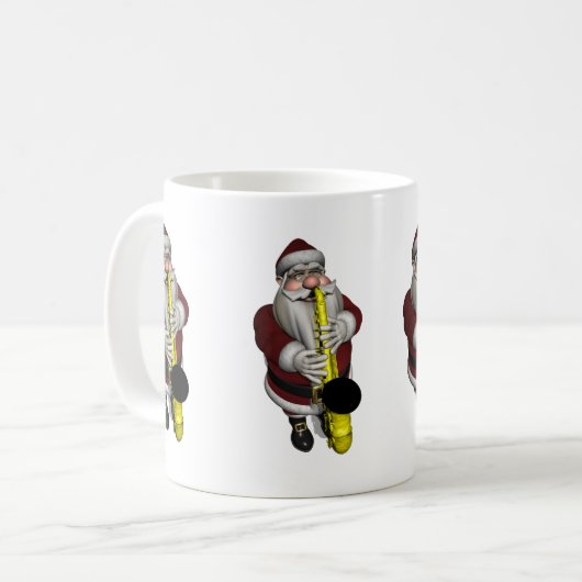 Santa Claus Saxophon spielen Kaffeetasse (Vorderseite Links)