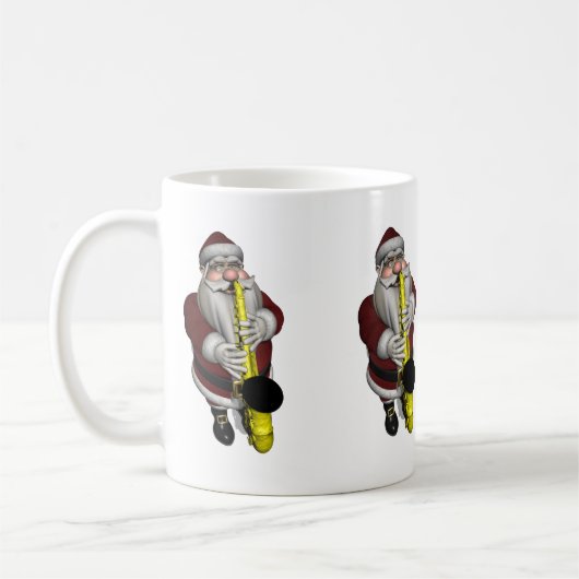 Santa Claus Saxophon spielen Kaffeetasse (Links)