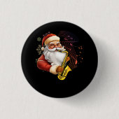 Santa Claus Saxophone Musiker Chr Button (Vorderseite)