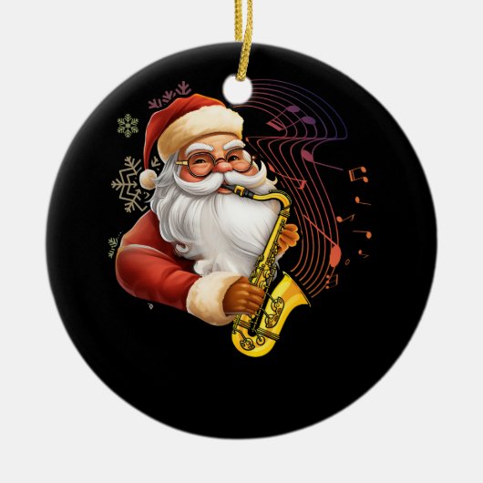 Santa Claus Saxophone Musiker Chr Keramik Ornament (Vorne)