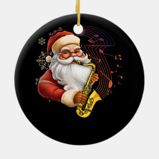 Santa Claus Saxophone Musiker Chr Keramik Ornament (Hinten)