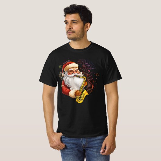 Santa Claus Saxophone Musiker Chr T-Shirt (Vorne ganz)