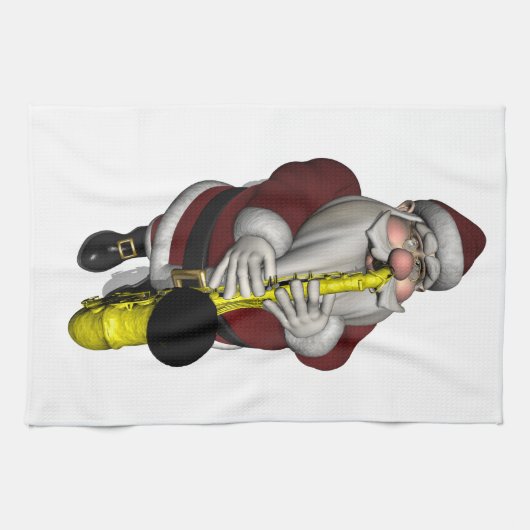 Santa Claus Saxophone Player Handtuch (Horizontal)