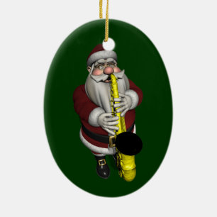 Santa Claus Saxophone Player Keramikornament