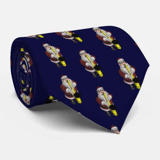 Santa Claus Saxophone Player Krawatte (Gerollt)