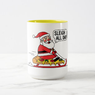 Santa Claus Schlittenfahren den ganzen Tag Weihnac Zweifarbige Tasse