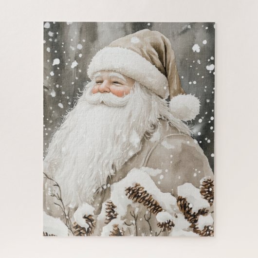 Santa Claus Schnee Kiefern Puzzle (Vertikal)
