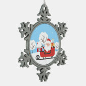 Santa Claus Schneeflocken Zinn-Ornament (Links)