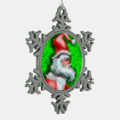 Santa Claus Schneeflocken Zinn-Ornament (Links)