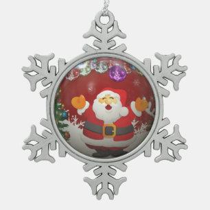 Santa Claus Schneeflocken Zinn-Ornament