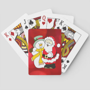 Santa Claus & Schneemann Bunte Illustration Bi Spielkarten