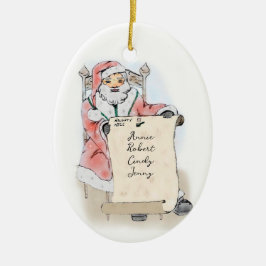 Santa Claus Scroll Naughty Nice List Personalisier Keramik Ornament