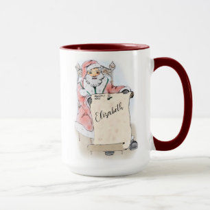 Santa Claus Scroll Naughty Nice List Personalisier Tasse