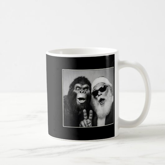 Santa Claus Selfie Bigfoot Christmas Funny Sasquat Kaffeetasse (Rechts)