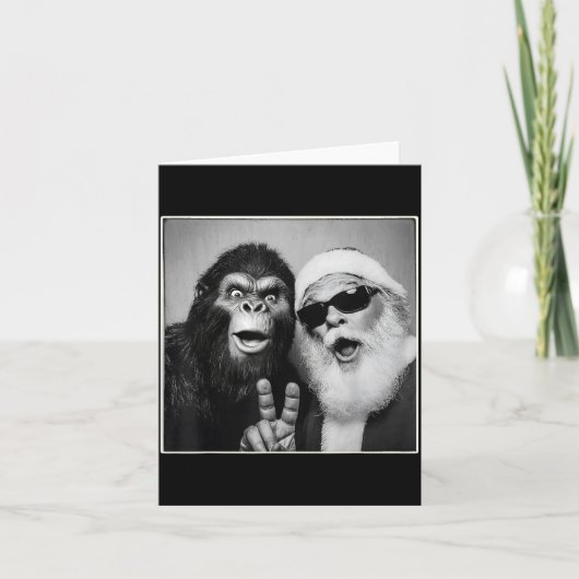 Santa Claus Selfie Bigfoot Christmas Funny Sasquat Karte (Vorderseite)