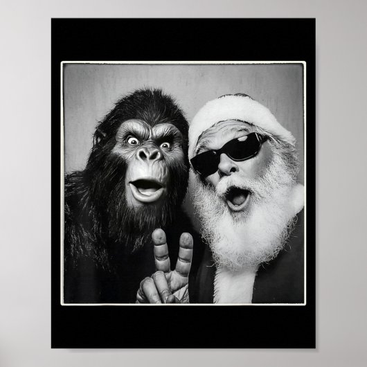Santa Claus Selfie Bigfoot Christmas Funny Sasquat Poster (Vorne)