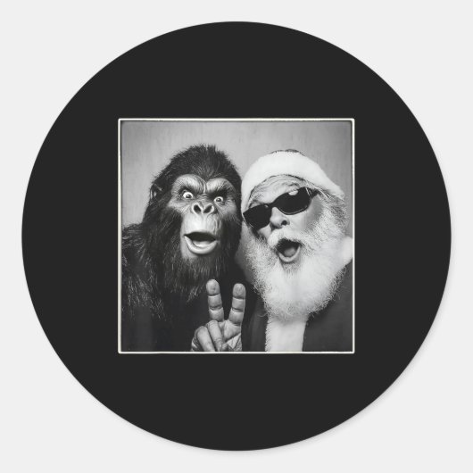 Santa Claus Selfie Bigfoot Christmas Funny Sasquat Runder Aufkleber (Vorderseite)