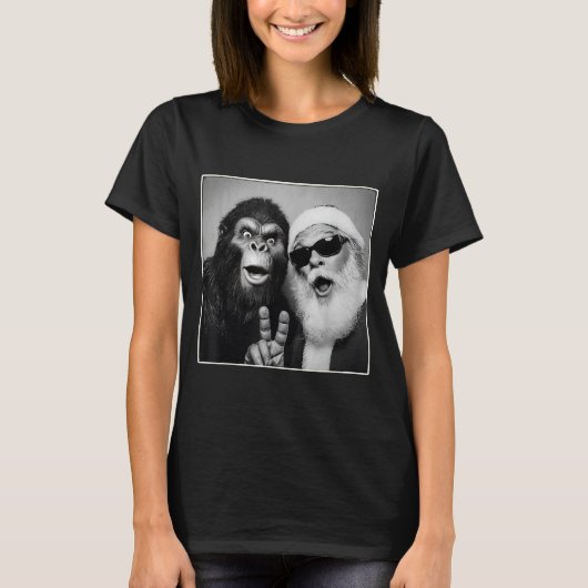 Santa Claus Selfie Bigfoot Christmas Funny Sasquat T-Shirt (Vorderseite)