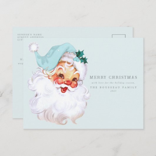 Santa Claus Shabby Chic Holiday Postkarte (Vorne/Hinten)