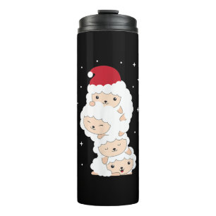 Santa Claus Sheep Christmas Lamb Farm Animals Gift Thermosbecher