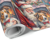 Santa Claus Shetland Sheepdog Christmas Art Geschenkpapier (Rolleneckpunkt)