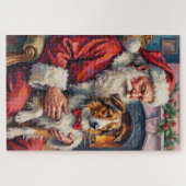 Santa Claus Shetland Sheepdog Christmas Art Puzzle (Horizontal)