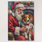 Santa Claus Shetland Sheepdog Christmas Art Puzzle (Vertikal)
