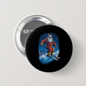 Santa Claus Shredding The Slopes Santa Skiing Chri Button (Vorne & Hinten)