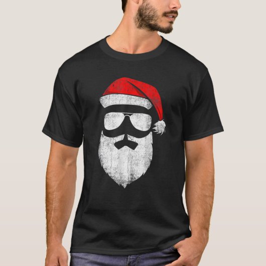 Santa Claus sieht eine Sonnenbrille mit Hutbart Ch T-Shirt (Vorderseite)