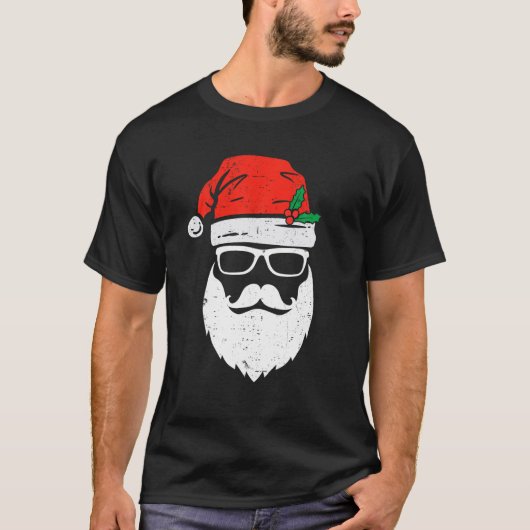 Santa Claus sieht Sonnenbrille mit Hat Beard Chris T-Shirt (Vorderseite)