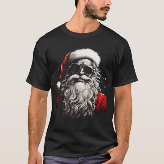 Santa Claus Silhouette Christmas Sungles Caricatur T-Shirt (Vorderseite)