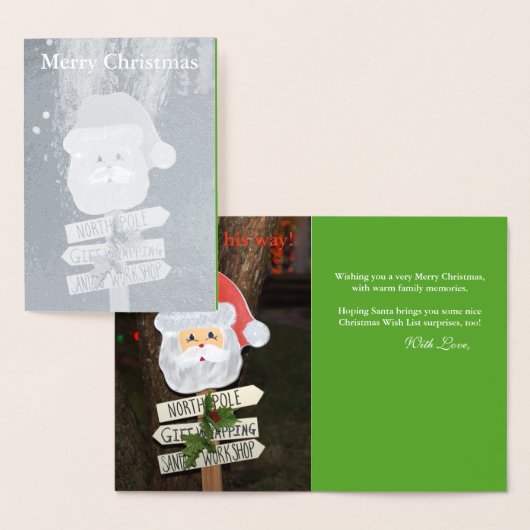 Santa Claus Silver Foil Weihnachtskarte Folienkarte (Anzeige)