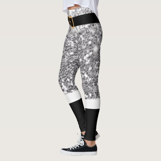 Santa Claus Silver Glitzer Leggings (Links)