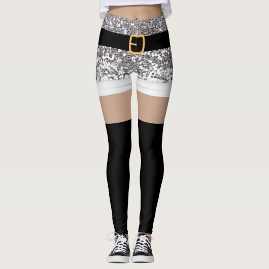 Santa Claus Silver Glitzer Leggings (Vorderseite)
