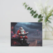Santa Claus sitzend auf dem Dach Postkarte (Stehend Vorderseite)