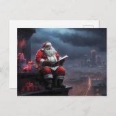 Santa Claus sitzend auf dem Dach Postkarte (Vorne/Hinten)
