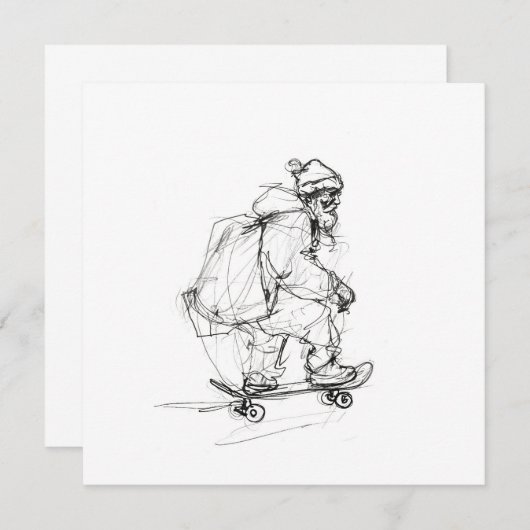Santa Claus Skateboarding mit Presets Einladung (Vorne/Hinten)