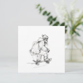 Santa Claus Skateboarding mit Presets Einladung (Stehend Vorderseite)