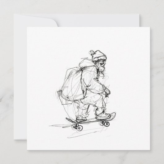 Santa Claus Skateboarding mit Presets Einladung (Vorderseite)