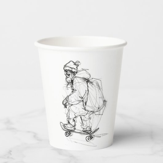 Santa Claus Skateboarding mit Presets Pappbecher (Vorderseite)